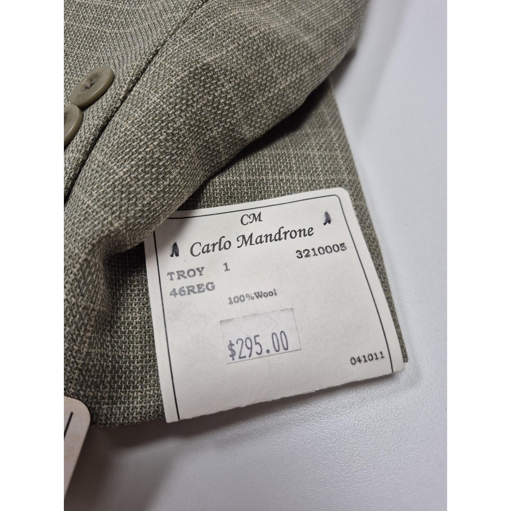 Carlo Mandrone Blazer Mens 46R Beige Wool Check 3 Button Sport Coat NWT - Picture 3 of 11